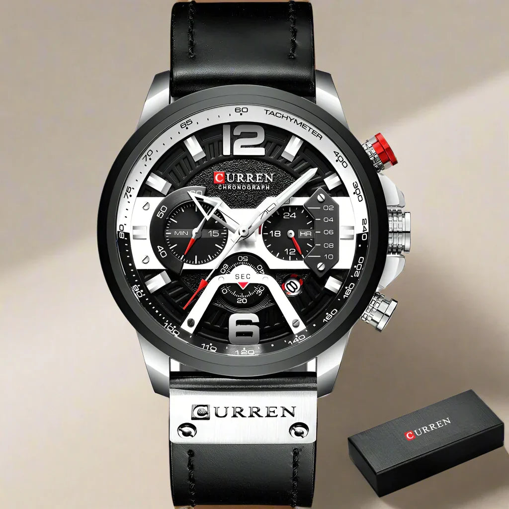 W&W Mode | Luxus Militär Leder Uhr Für Herren