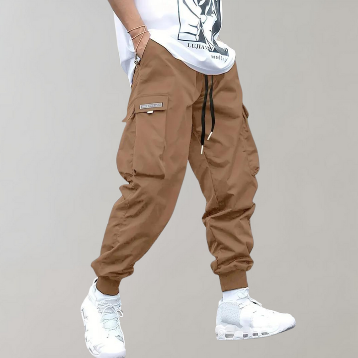 W&W Mode | Lose Sitzende Cargohose mit Verstellbarem Kordelzug und Mehreren Taschen