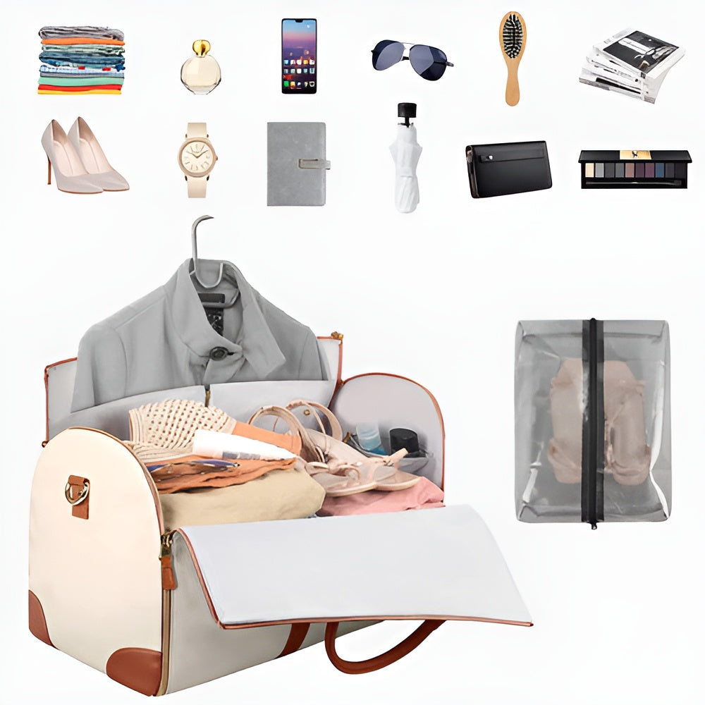 W&W Mode - Eleganter Kleiderorganizer Umhängetasche aus Vegan Leder