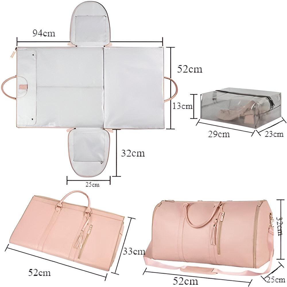 W&W Mode - Eleganter Kleiderorganizer Umhängetasche aus Vegan Leder