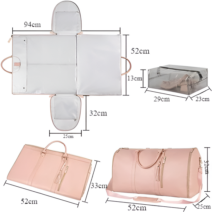 W&W Mode - Eleganter Kleiderorganizer Umhängetasche aus Vegan Leder