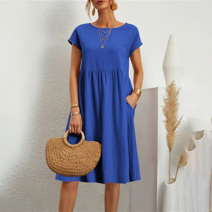 Kleid mit Rundhalsausschnitt aus Baumwolle