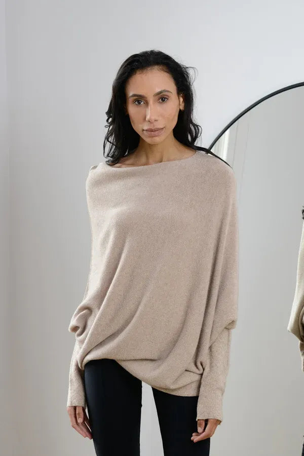 W&W Mode | Asymmetrischer Damenpullover mit eleganter Drapierung