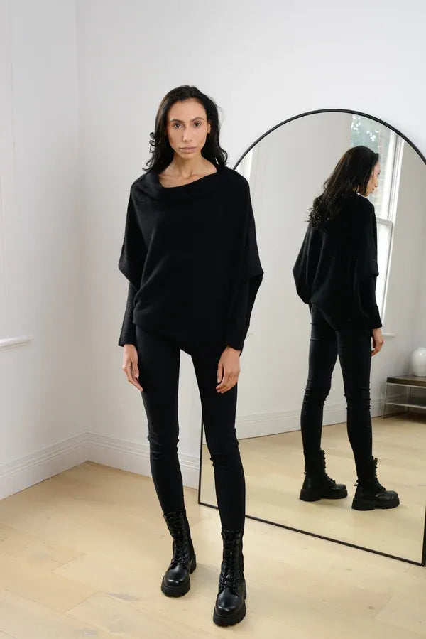W&W Mode | Asymmetrischer Damenpullover mit eleganter Drapierung