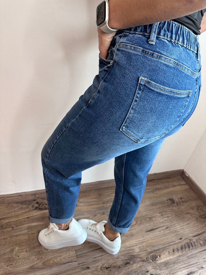 W&W Mode Jeans mit elastischem Bund dunkelblau
