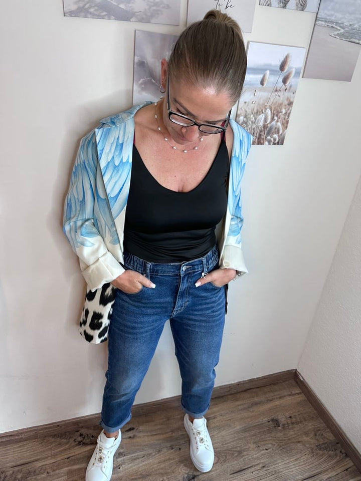 W&W Mode Jeans mit elastischem Bund dunkelblau