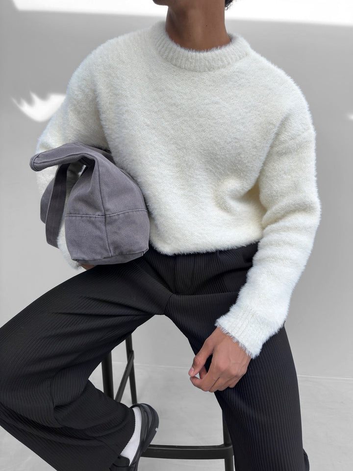 W&W Mode | Wardrobe Luxus Flauschiger Strickpullover in Ecru