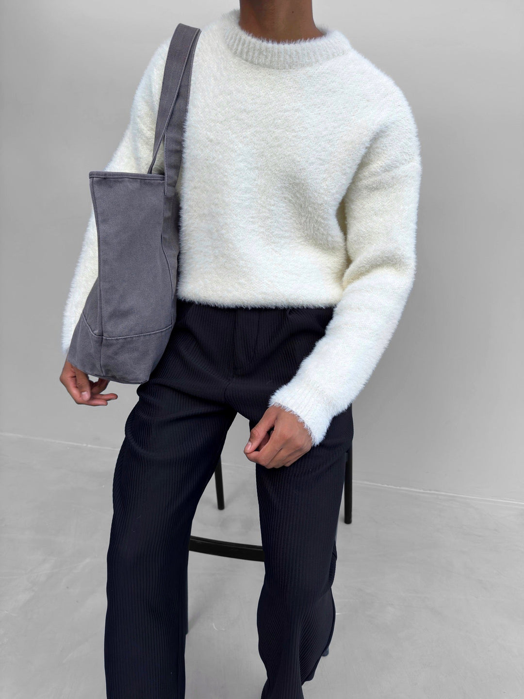 W&W Mode | Wardrobe Luxus Flauschiger Strickpullover in Ecru