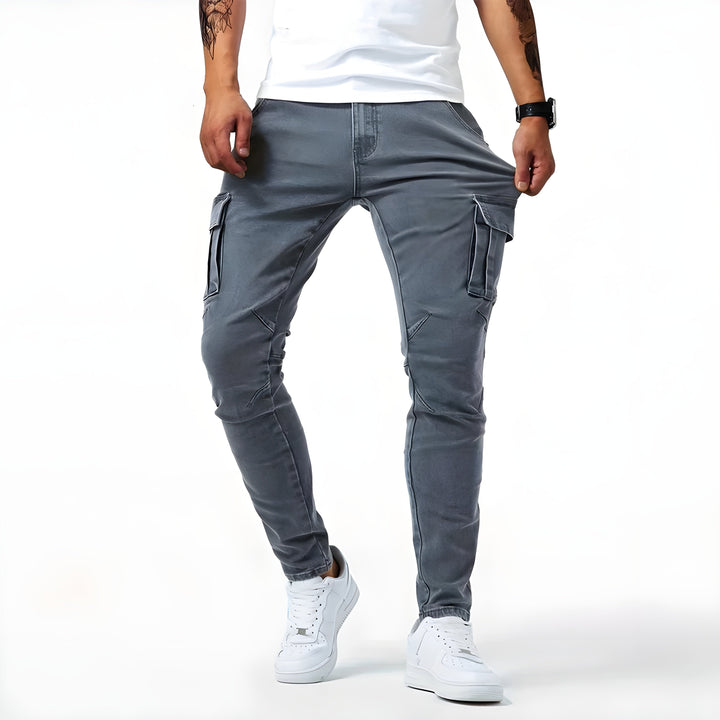 W&W Mode | Denim Cargo-Hose mit elastischem Bund für Männer