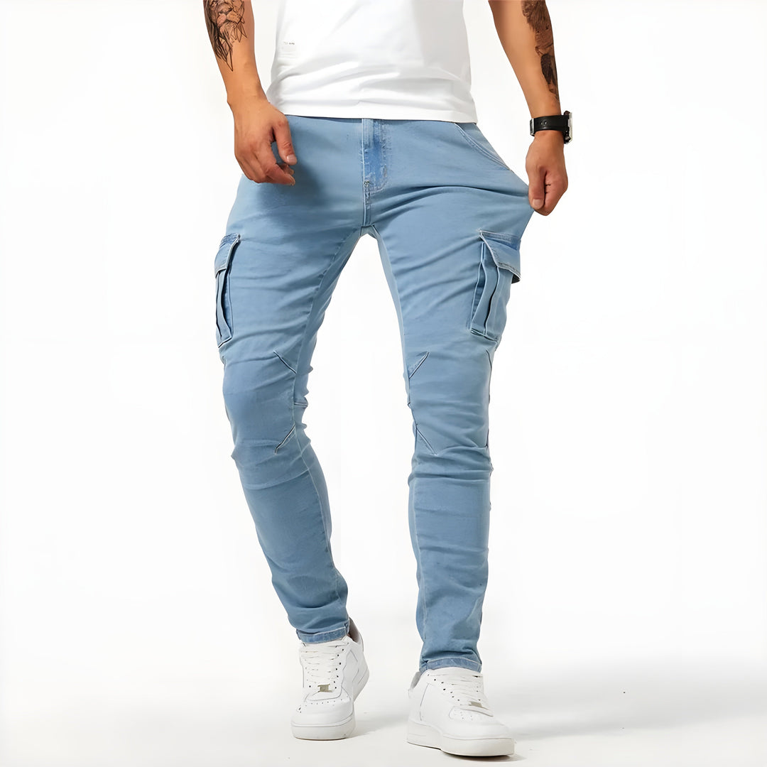W&W Mode | Denim Cargo-Hose mit elastischem Bund für Männer