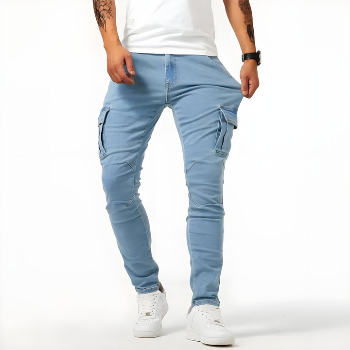 W&W Mode | Denim Cargo-Hose mit elastischem Bund für Männer