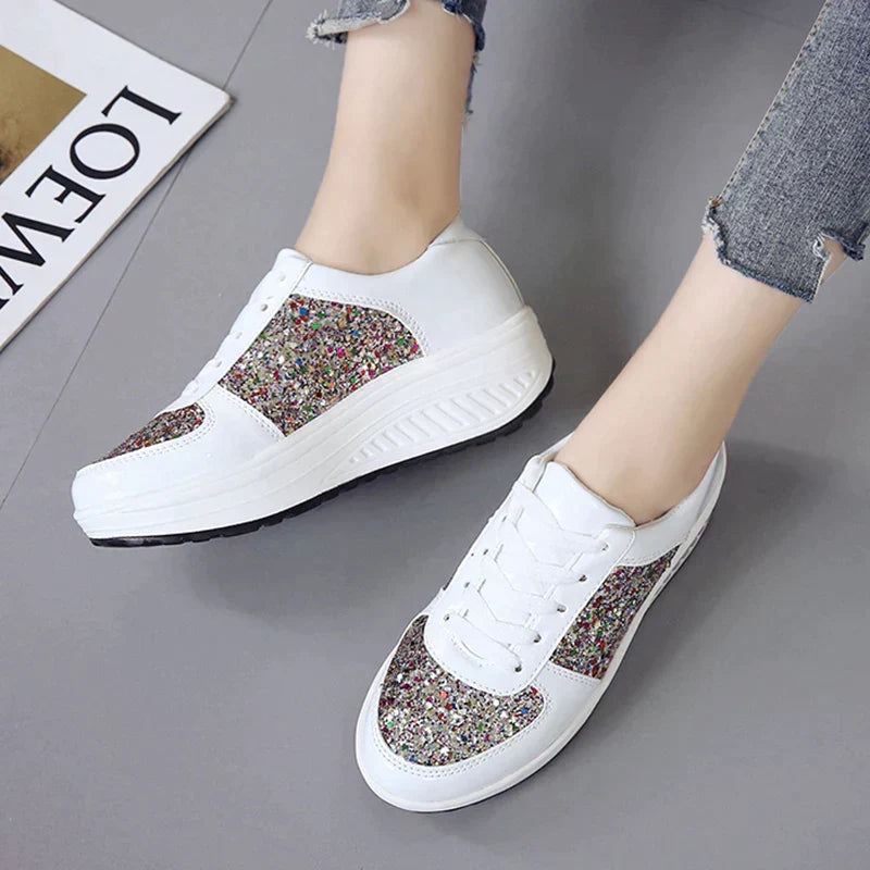 W&W Mode - Rutschfeste Metallic Leder Glitzer Schuhe