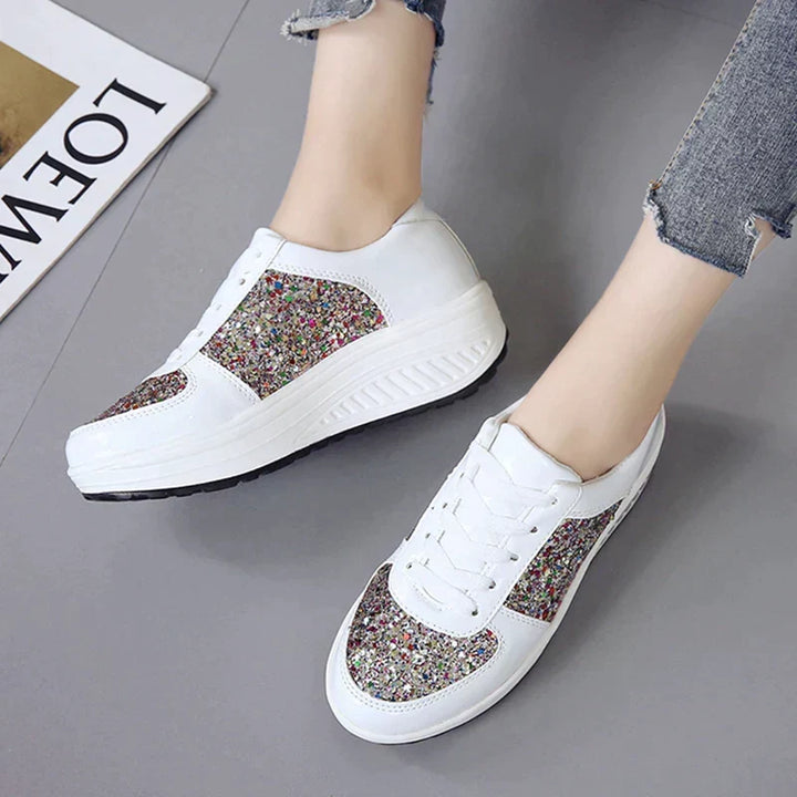 W&W Mode - Rutschfeste Metallic Leder Glitzer Schuhe