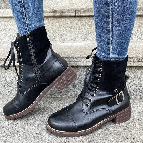 W&W Mode - Wasserdichte Lederstiefel mit Reißverschluss