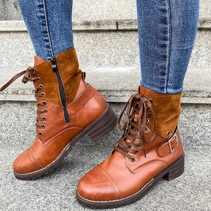 W&W Mode - Wasserdichte Lederstiefel mit Reißverschluss