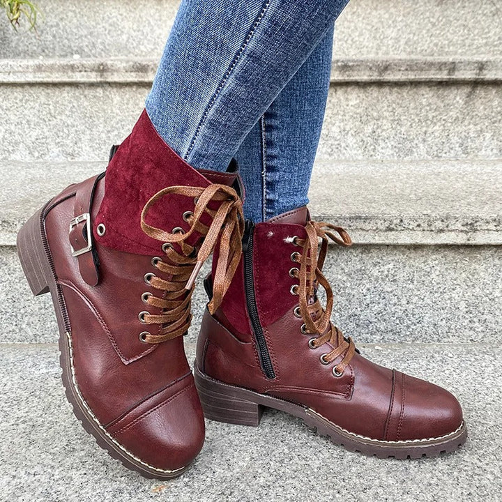 W&W Mode - Wasserdichte Lederstiefel mit Reißverschluss