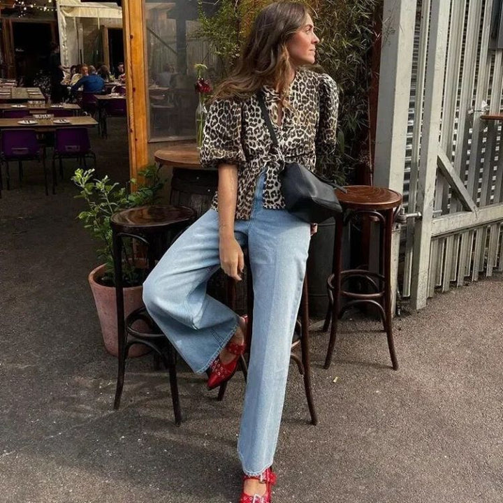 W&W Mode | Bluse Mit Leopardenmuster Und Schleife