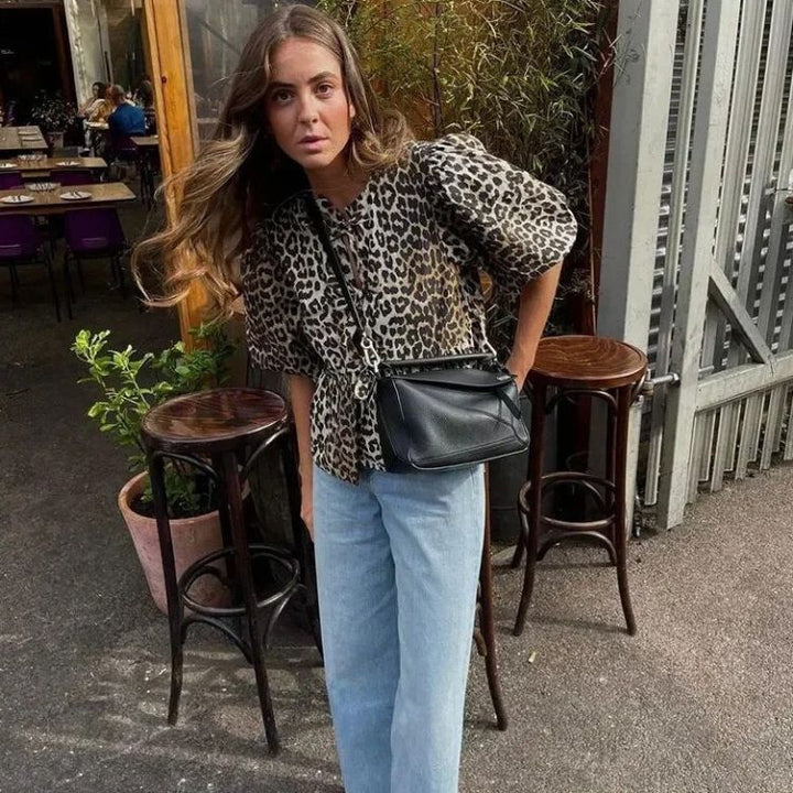W&W Mode | Bluse Mit Leopardenmuster Und Schleife