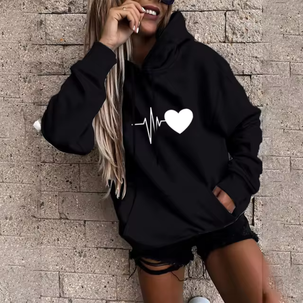 Freizeitpullover mit Kapuze und Druck