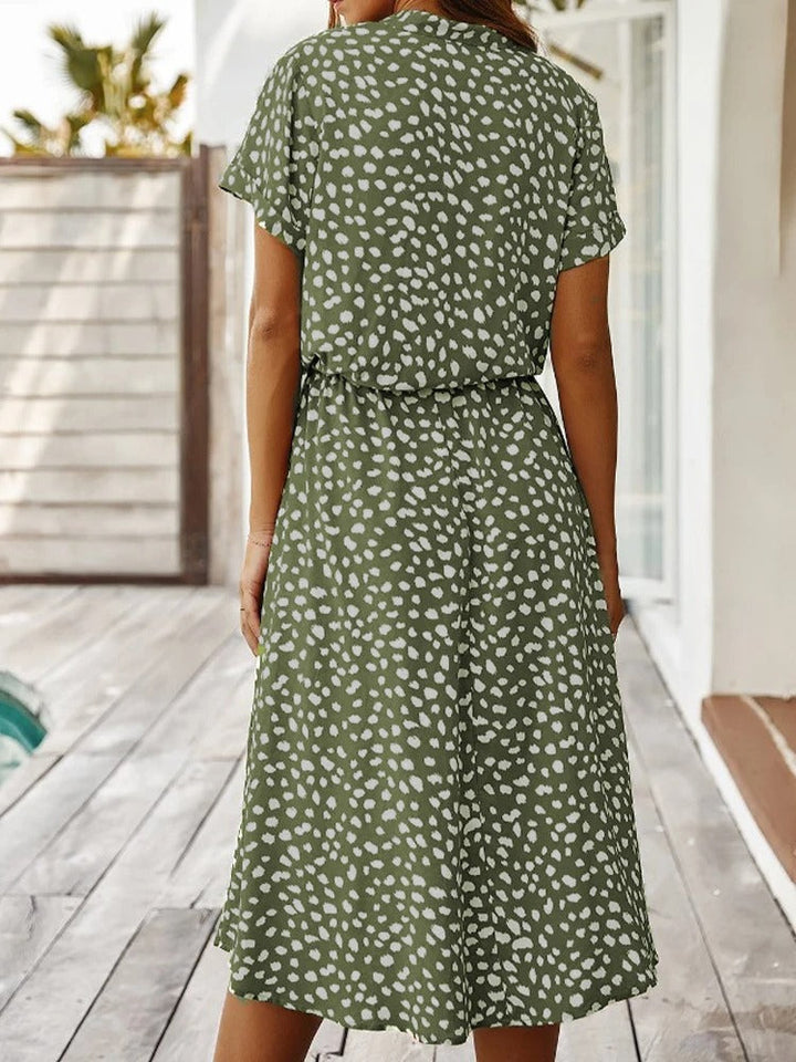 W&W Mode Casual Kleid | Gepunktetes kurzärmeliges Sommerkleid