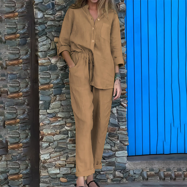 W&W Mode | Langarmhemd und Hose aus Baumwolle und Leinen für Damen