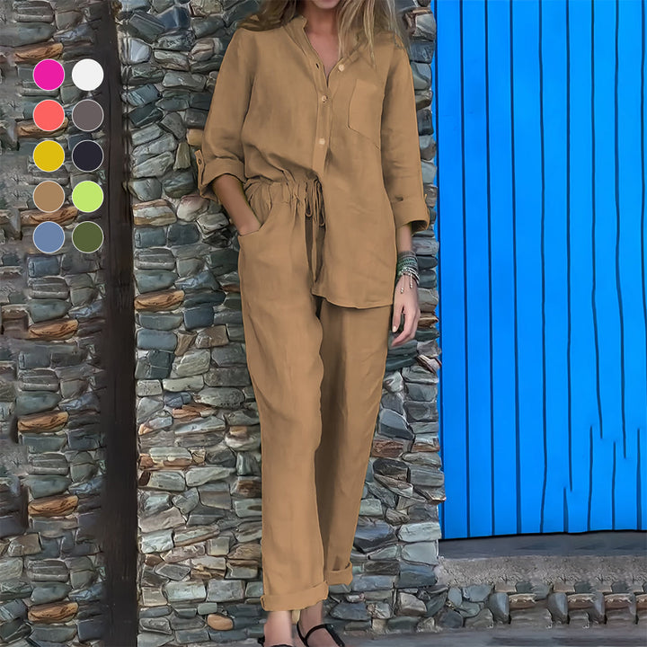 W&W Mode | Langarmhemd und Hose aus Baumwolle und Leinen für Damen