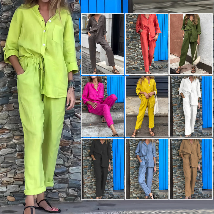 W&W Mode | Langarmhemd und Hose aus Baumwolle und Leinen für Damen