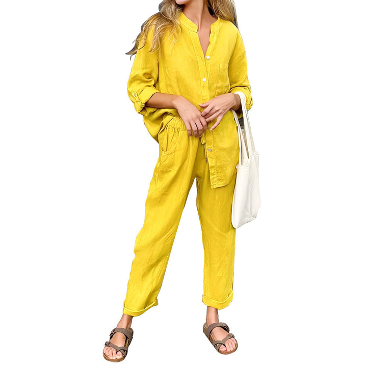 W&W Mode | Langarmhemd und Hose aus Baumwolle und Leinen für Damen