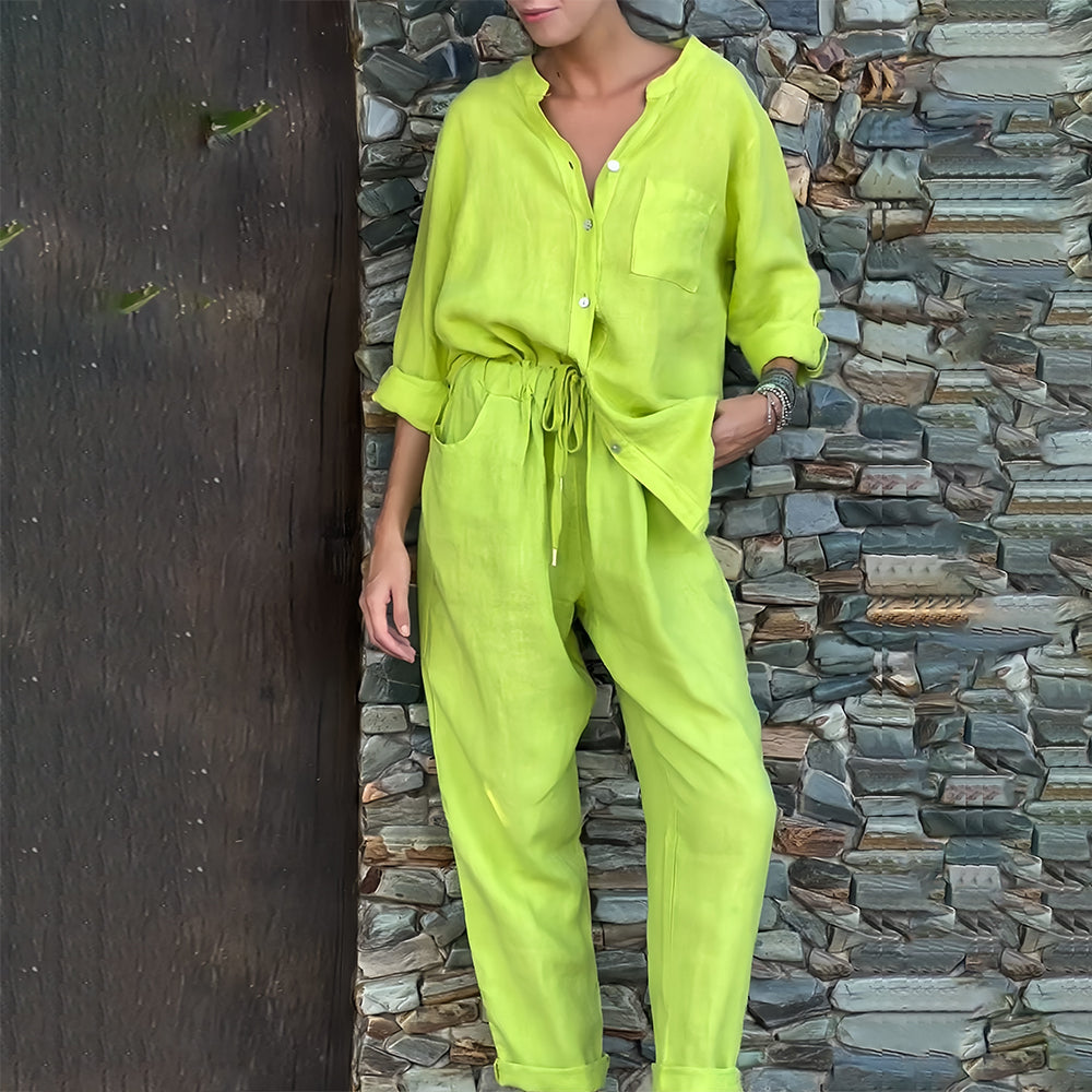W&W Mode | Langarmhemd und Hose aus Baumwolle und Leinen für Damen