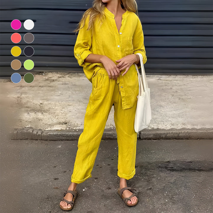 W&W Mode | Langarmhemd und Hose aus Baumwolle und Leinen für Damen