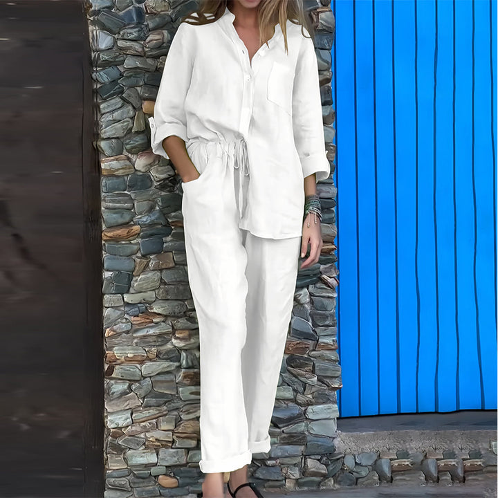 W&W Mode | Langarmhemd und Hose aus Baumwolle und Leinen für Damen