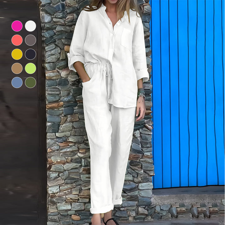 W&W Mode | Langarmhemd und Hose aus Baumwolle und Leinen für Damen