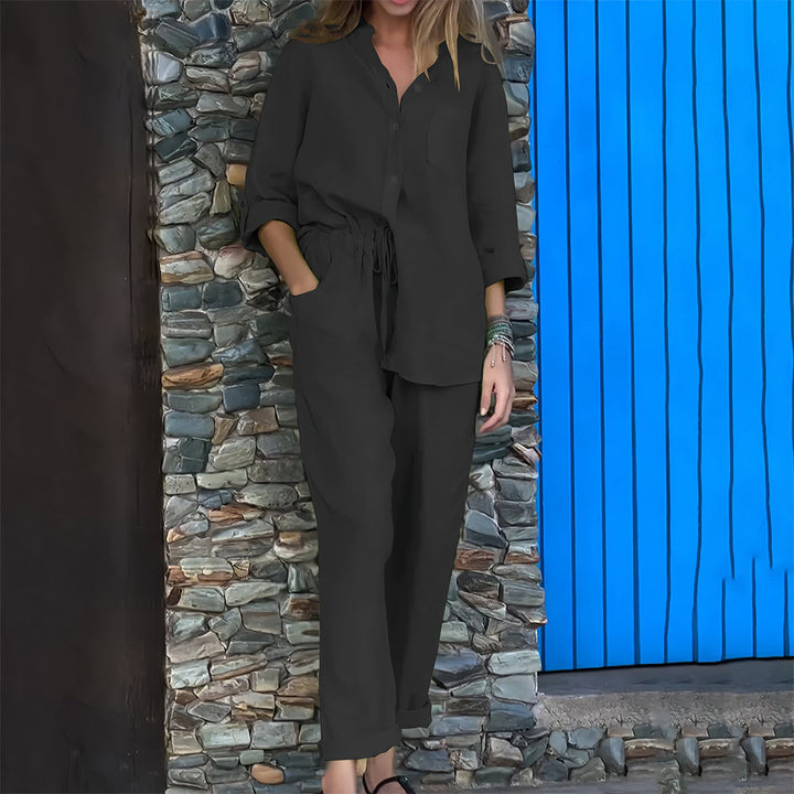 W&W Mode | Langarmhemd und Hose aus Baumwolle und Leinen für Damen