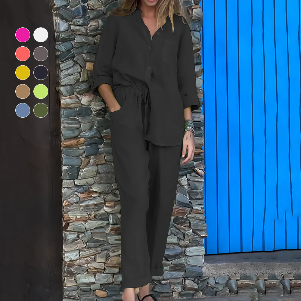 W&W Mode | Langarmhemd und Hose aus Baumwolle und Leinen für Damen