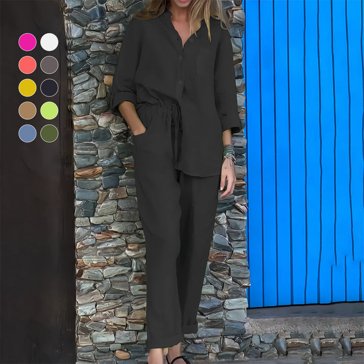 W&W Mode | Langarmhemd und Hose aus Baumwolle und Leinen für Damen