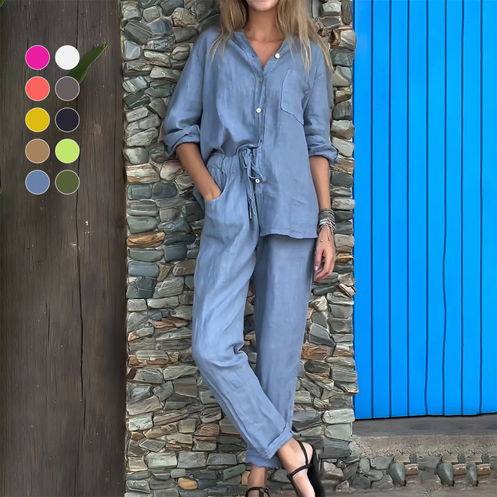 W&W Mode | Langarmhemd und Hose aus Baumwolle und Leinen für Damen
