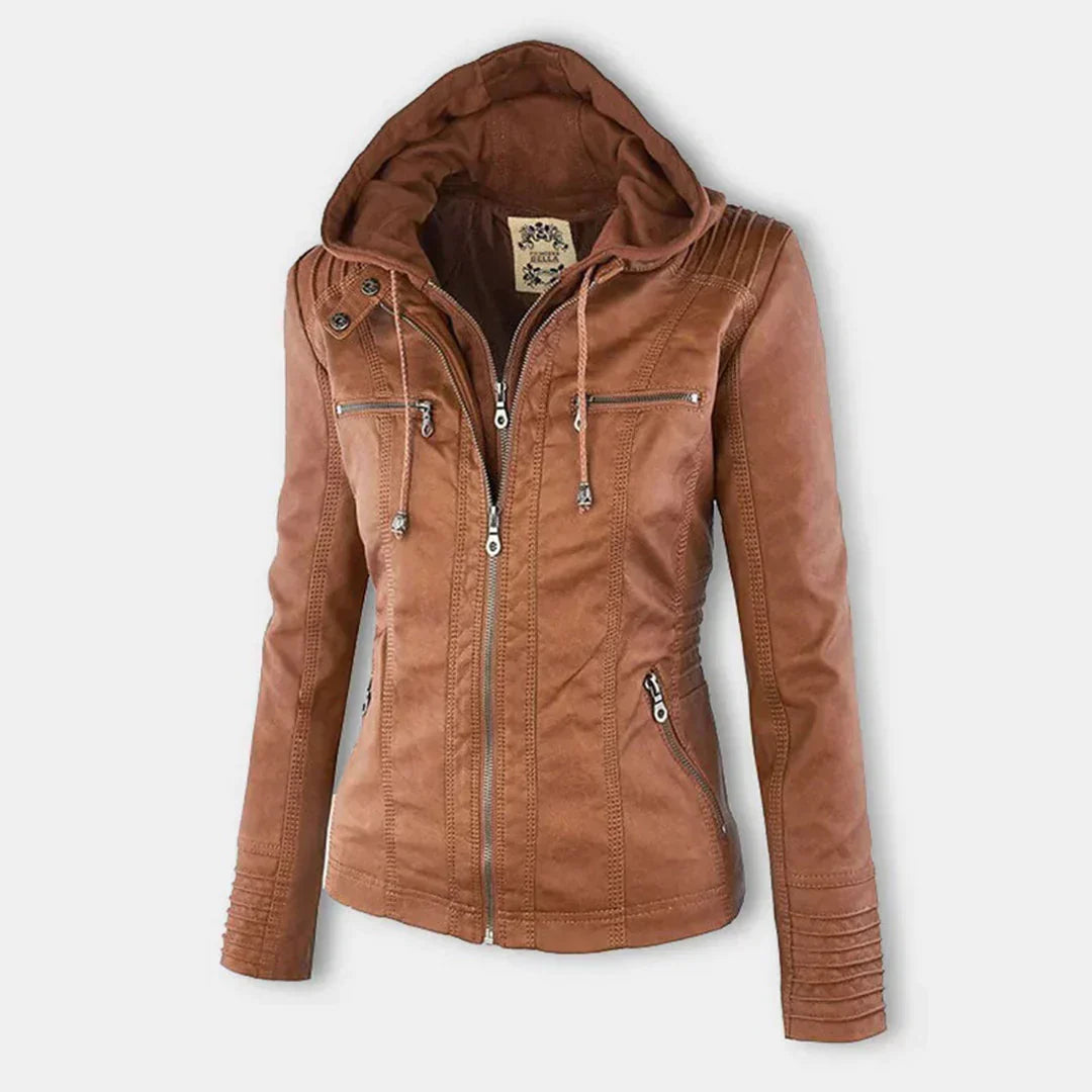 W&W Mode | Elegantes Motorradjacke Mit Kapuze Aus Hochwertigem Leder
