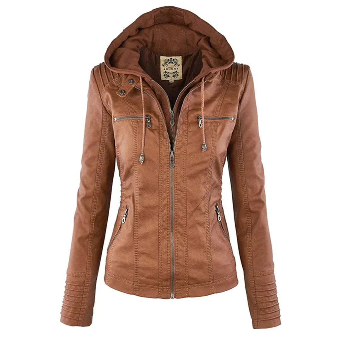 W&W Mode | Elegantes Motorradjacke Mit Kapuze Aus Hochwertigem Leder