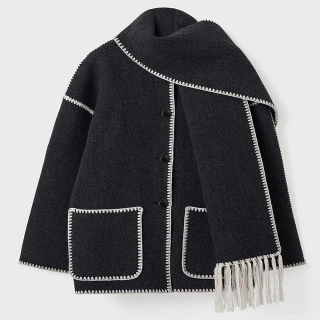 W&W Mode - Statement-Jacke mit Halstuch