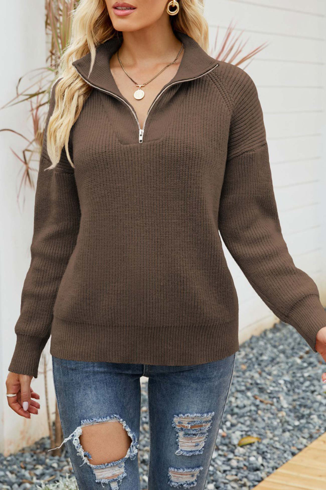 W&W Mode | Zipper-Kragen-Pullover Für Mühelose Modernen Touch Für Frauen