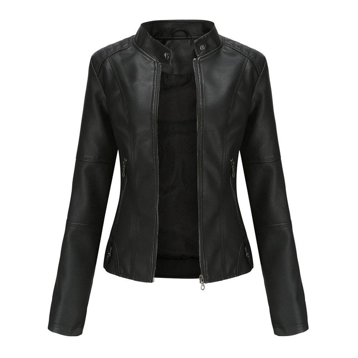 W&W Mode - Damen Slim Fit Bikerjacke aus Kunstleder
