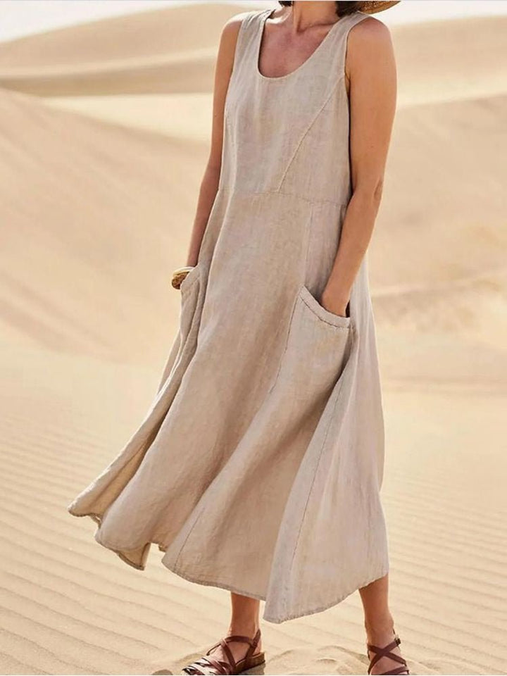 W&W Mode | Lockere Passform Ärmellos Fließendes Kleid Sommerkleid