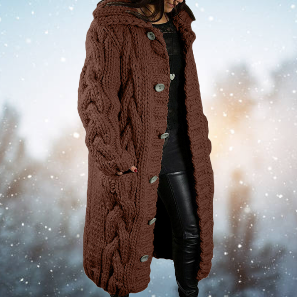 W&W Mode | gestrickte Strickjacke - Damen Kabelstrickjacke