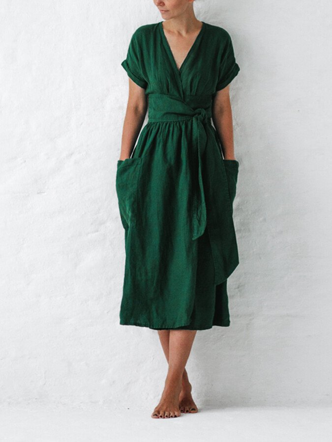 Damen Wickelkleid aus Leinen