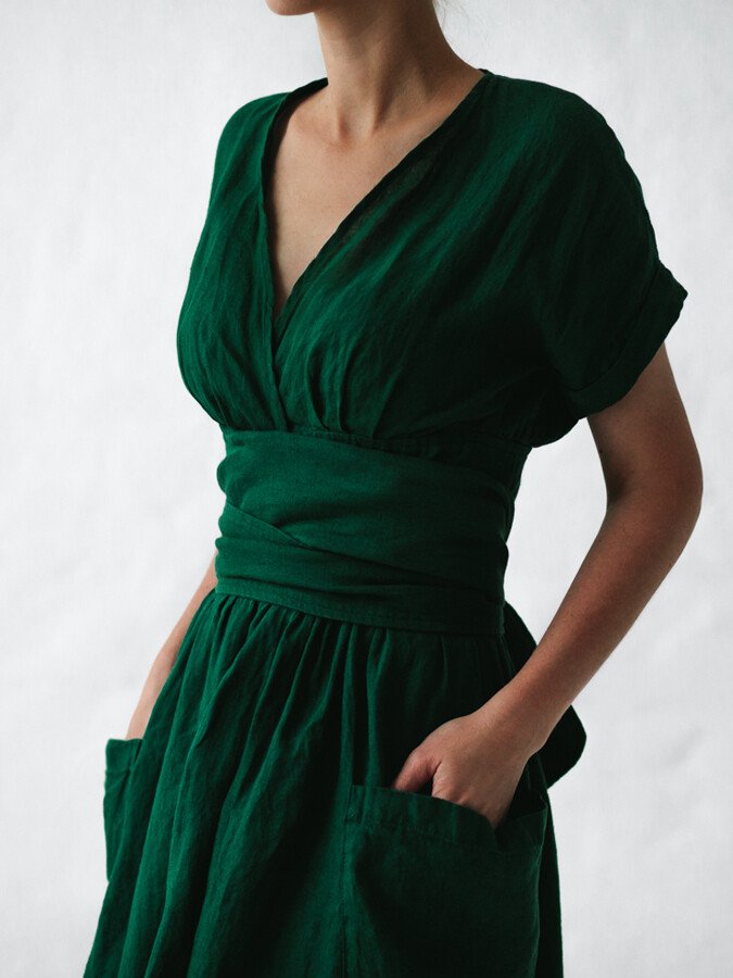 Damen Wickelkleid aus Leinen
