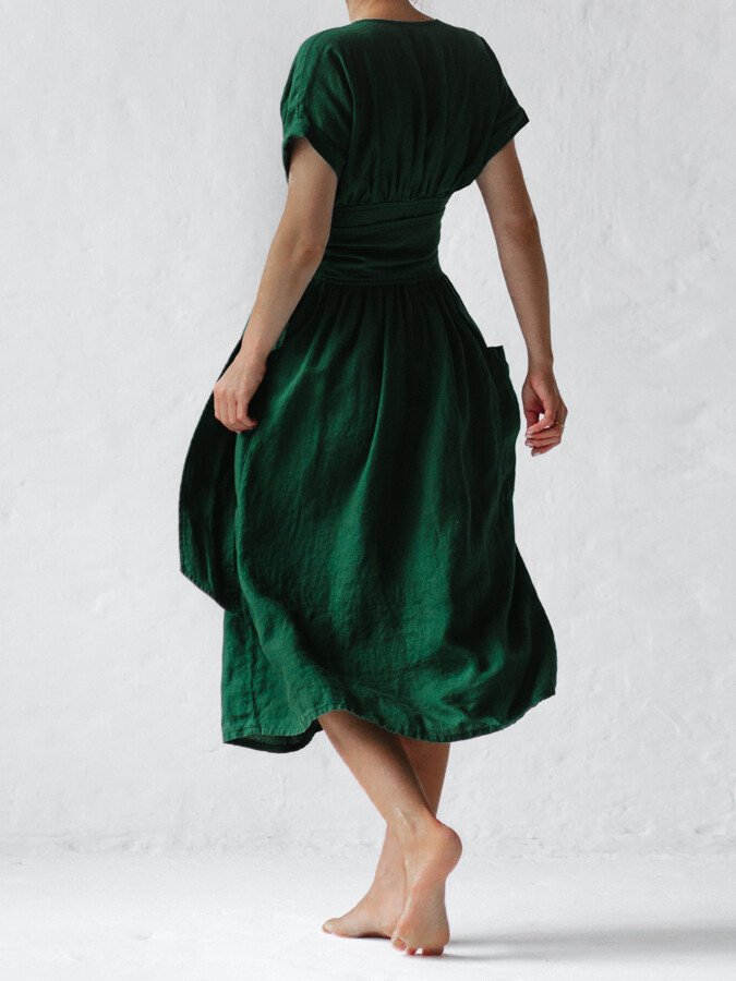 Damen Wickelkleid aus Leinen