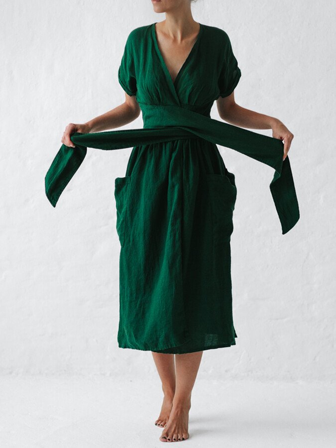 Damen Wickelkleid aus Leinen