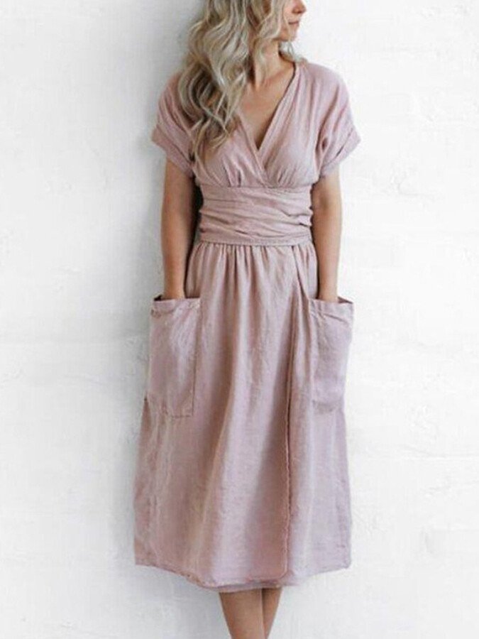 Damen Wickelkleid aus Leinen