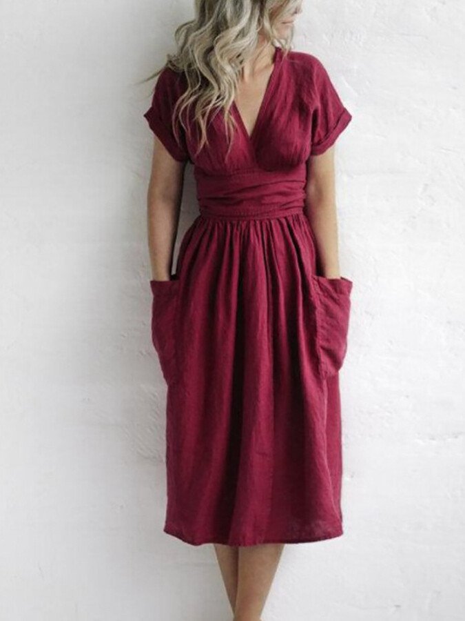 Damen Wickelkleid aus Leinen