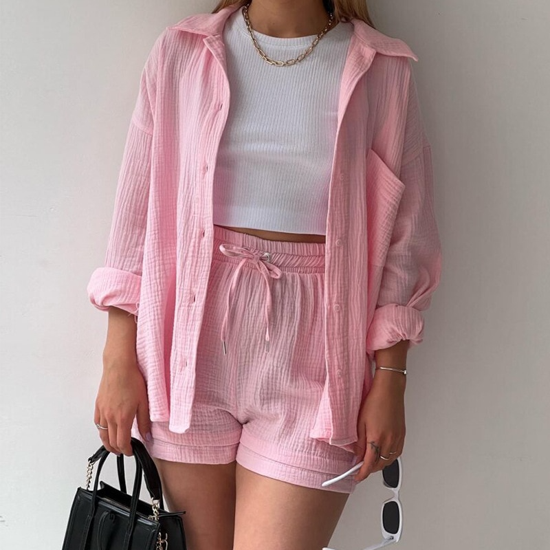 W&W Mode | Set Knopfleiste Sommer Zweiteiliges Set Damenbekleidung